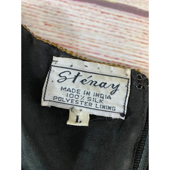 Vintage Stenay Women's 100% Silk Beaded Blouse - Large - Picture 7 of 10